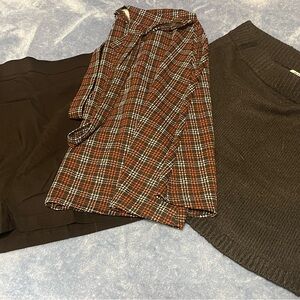 Plaid and Black Women's Skirt Set